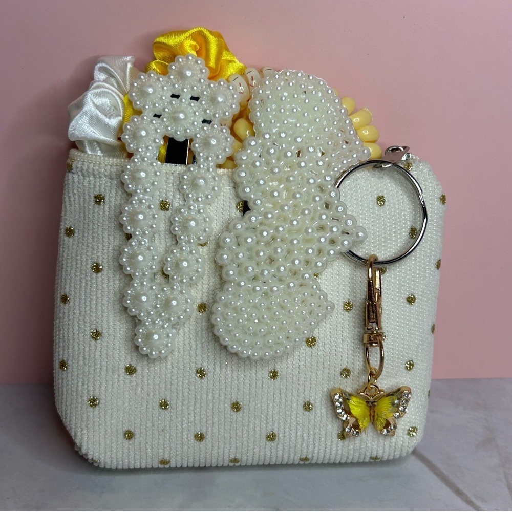 8 Piece Hair Accessories with Storage Pouch and Dazzling Butterfly Keychain